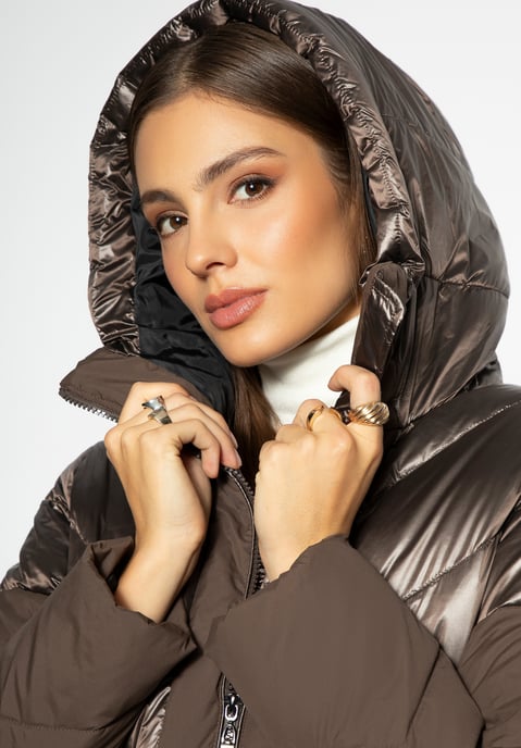 Abrigo de plumas con capucha para mujer Wittchen, beige - Image 5