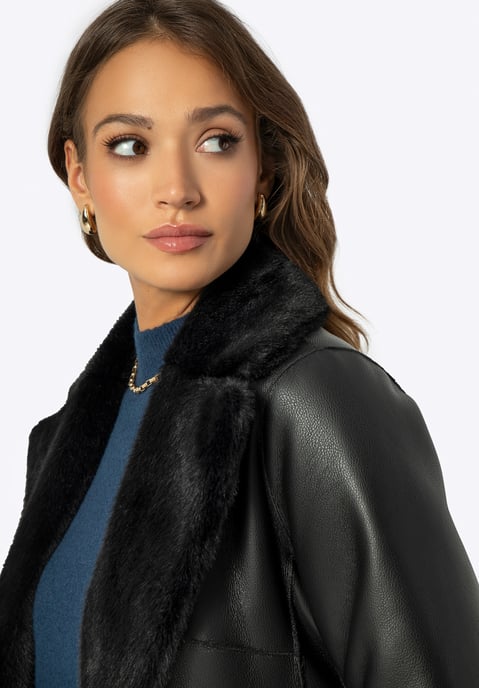 Abrigo de mujer Wittchen con lazo, doble cara, negro, poliéster - Image 6