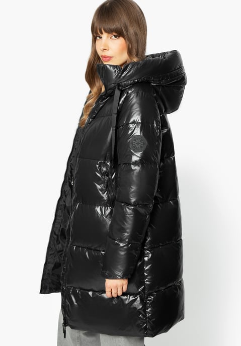 Abrigo acolchado extragrande de nailon negro para mujer de Wittchen - Image 2