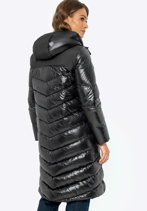 Abrigo acolchado de plumón de nailon negro para mujer de Wittchen - Image 3