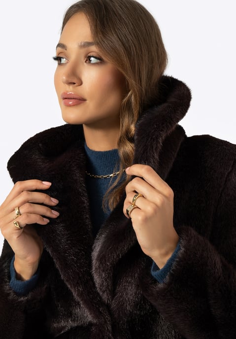 Abrigo de piel sintética para mujer Wittchen Classic Marrón oscuro Marrón - Image 6