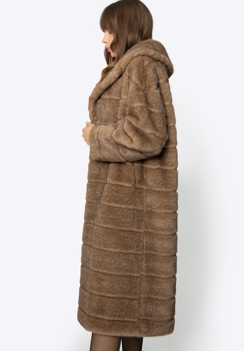 Abrigo de piel sintética para mujer Wittchen con cuello beige oscuro - Image 4