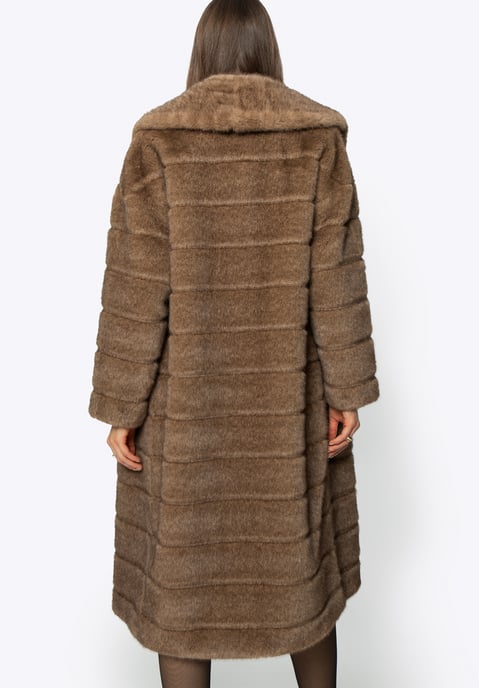 Abrigo de piel sintética para mujer Wittchen con cuello beige oscuro - Image 5