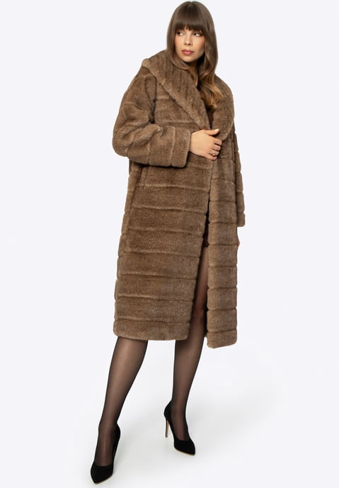 Abrigo de piel sintética para mujer Wittchen con cuello beige oscuro - Image 6