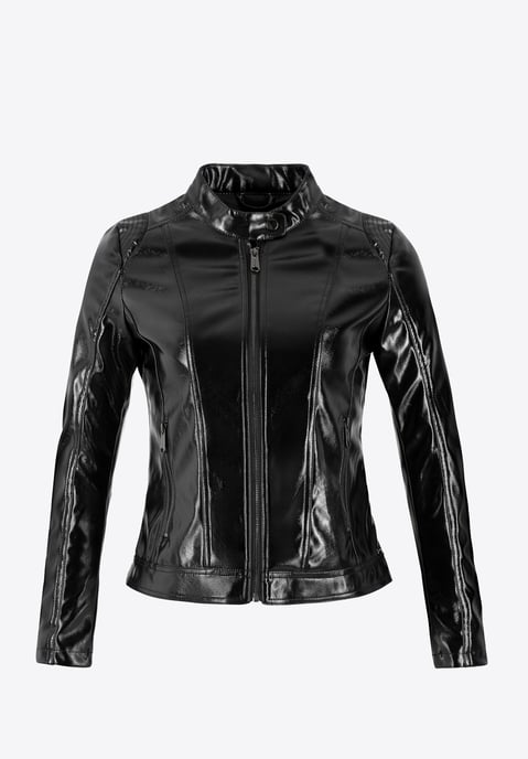 Chaqueta de cuero ecológico negra y plateada para mujer de Wittchen - Image 5