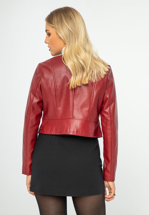 Chaqueta de mujer Wittchen con perforaciones en ecopiel roja - Image 3