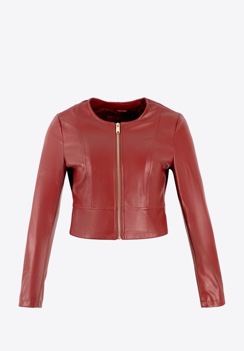 Chaqueta de mujer Wittchen con perforaciones en ecopiel roja - Image 5