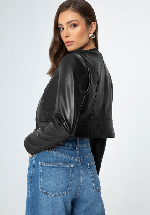 Chaqueta de mujer Wittchen con perforaciones en piel sintética negra - Image 4