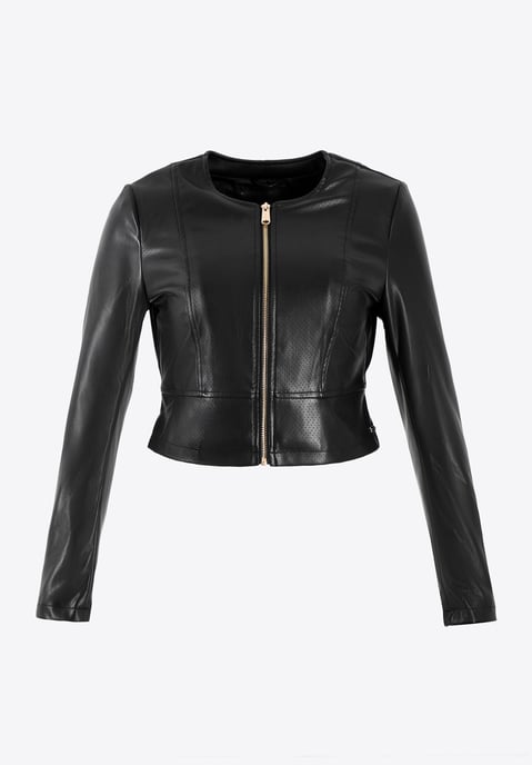 Chaqueta de mujer Wittchen con perforaciones en piel sintética negra - Image 6