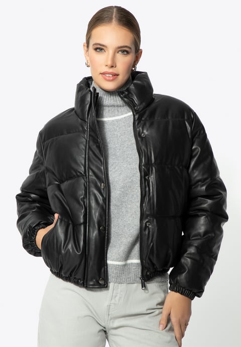 Chaqueta PUFF de mujer Wittchen en piel sintética negra - Image 2