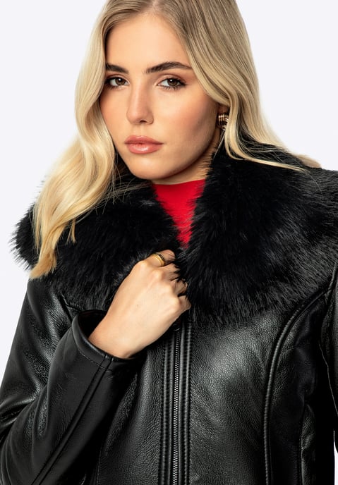 Chaqueta corta de cuero ecológico negra para mujer de Wittchen - Image 4