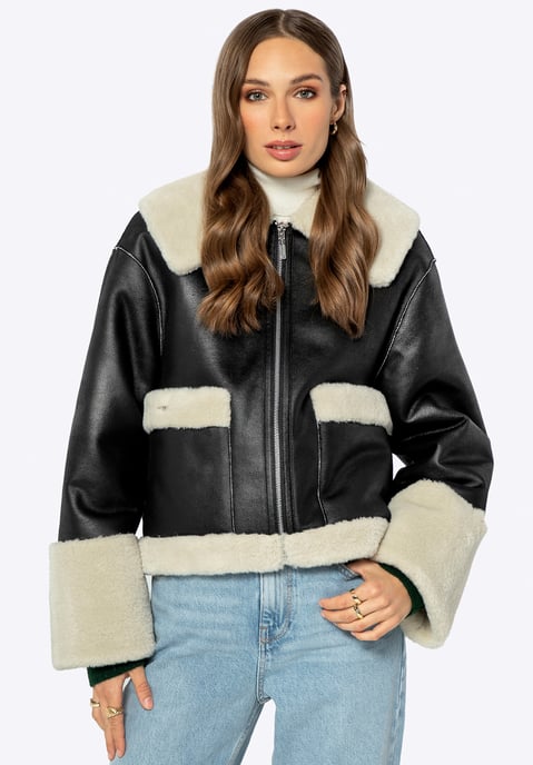 Chaqueta corta de mujer Wittchen con piel sintética negra de polipiel - Image 2