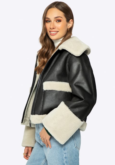 Chaqueta corta de mujer Wittchen con piel sintética negra de polipiel - Image 4