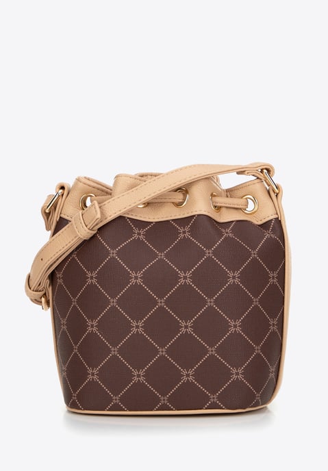 Bolso tipo cubo para mujer Wittchen en piel ecológica marrón con monograma - Image 2
