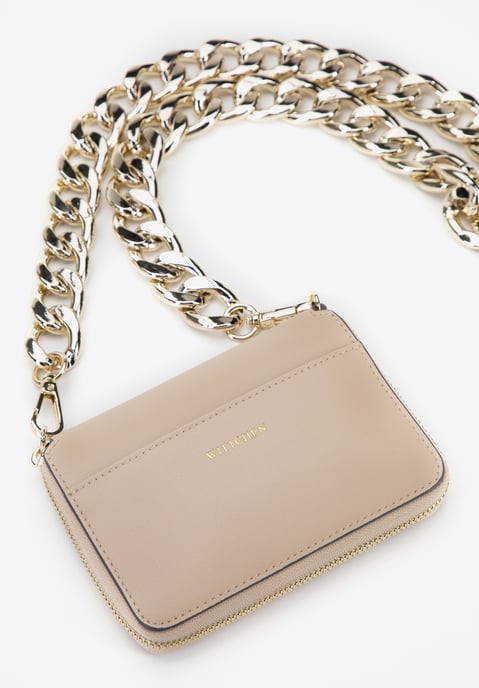 Minibolso de piel para mujer Wittchen con cadena gruesa, beige - Image 3
