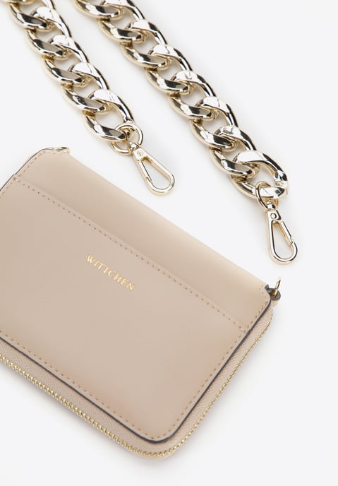 Minibolso de piel para mujer Wittchen con cadena gruesa, beige - Image 4
