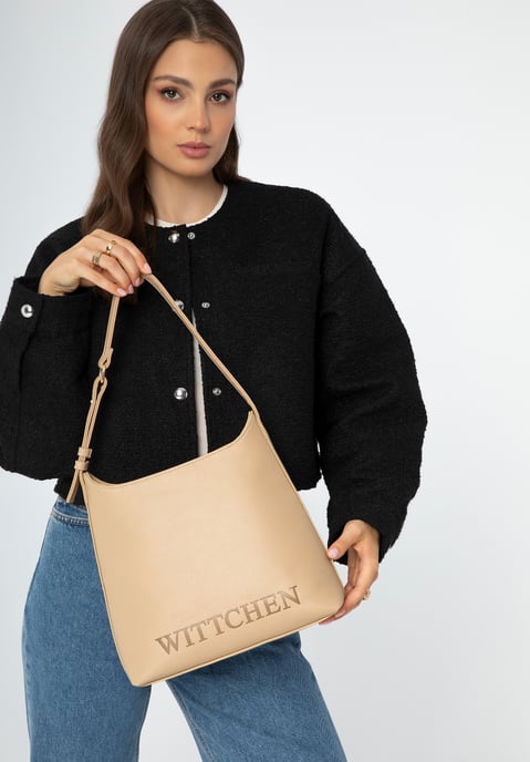 Bolso de mano para mujer Wittchen con logotipo grabado, beige, piel ecológica - Image 2