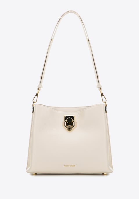 Bolso bandolera de piel para mujer Wittchen con hebilla, color crema - Image 3