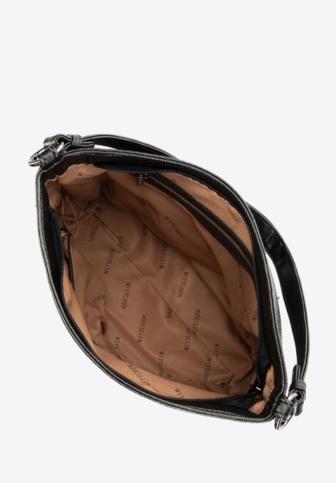 Bolso de mano para mujer Wittchen, negro brillante, piel ecológica negra - Image 2
