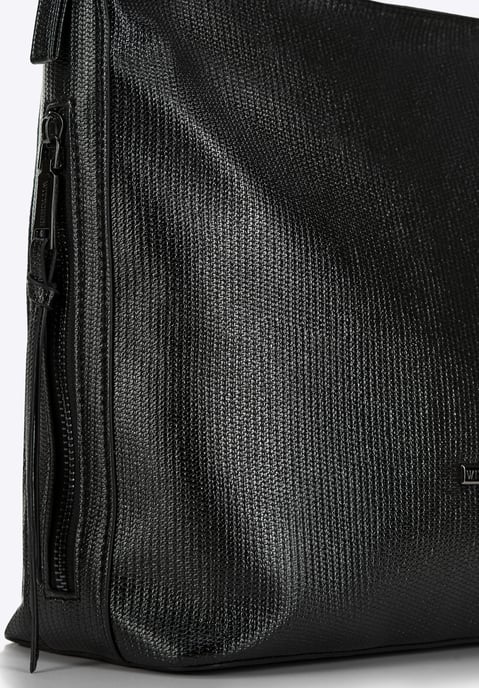 Bolso de mano para mujer Wittchen, negro brillante, piel ecológica negra - Image 3