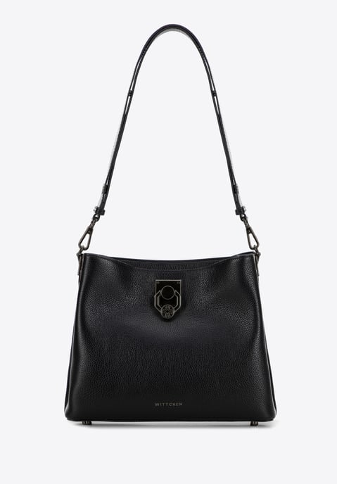 Bolso bandolera de piel para mujer Wittchen con hebilla, color negro y grafito - Image 2