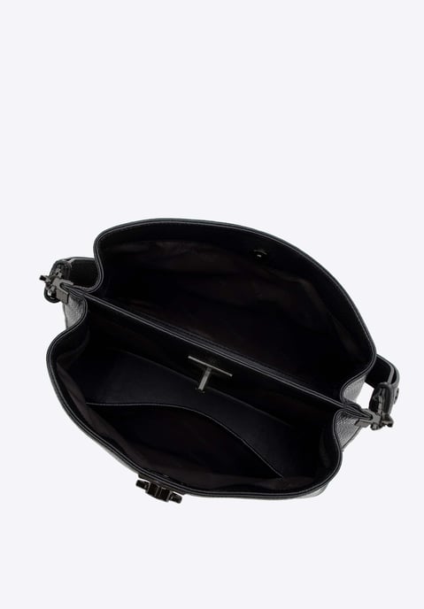 Bolso bandolera de piel para mujer Wittchen con hebilla, color negro y grafito - Image 4