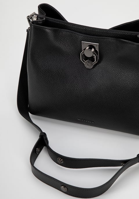 Bolso bandolera de piel para mujer Wittchen con hebilla, color negro y grafito - Image 5