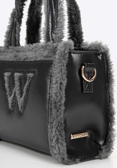 Maleta de mujer Wittchen Woman de ecopiel con ribete de pelo, color gris - Image 3