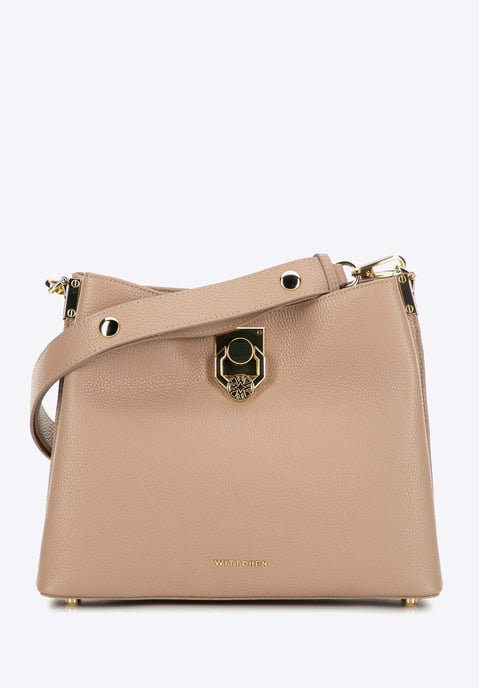 Bolso bandolera de piel para mujer Wittchen con hebilla, beige - Image 1