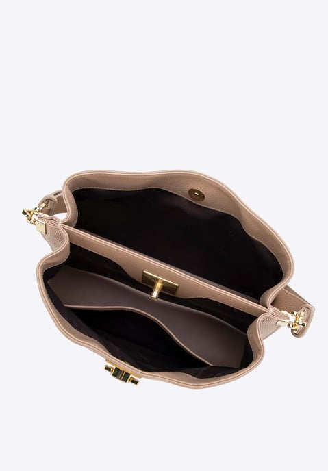 Bolso bandolera de piel para mujer Wittchen con hebilla, beige - Image 4