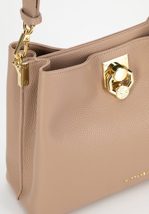 Bolso bandolera de piel para mujer Wittchen con hebilla, beige - Image 5