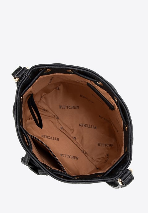 Bolso de mano Wittchen para mujer en piel sintética con monograma negro - Image 3