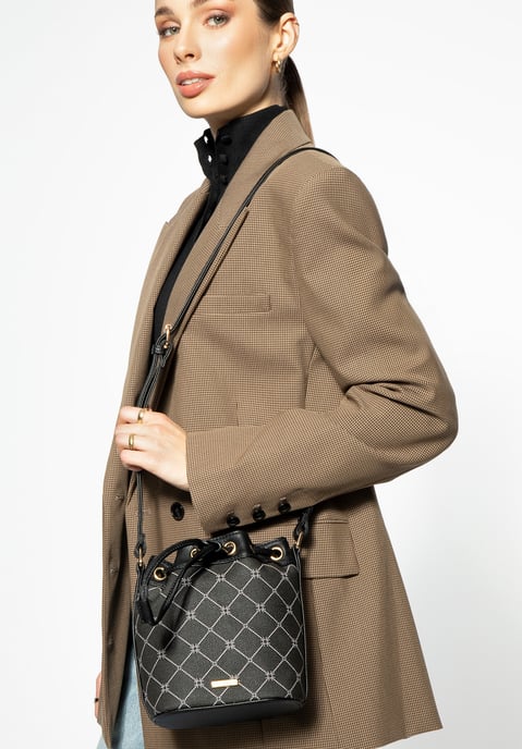 Bolso de mano Wittchen para mujer en piel sintética con monograma negro - Image 5