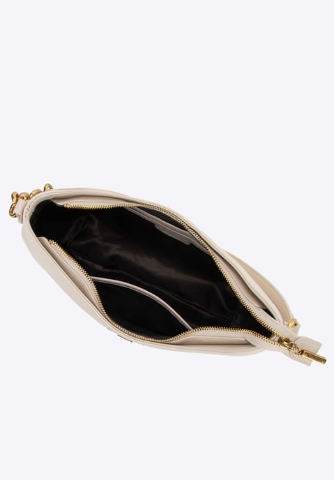 Bolso de hombro de piel para mujer Wittchen con cadena, color crema - Image 4