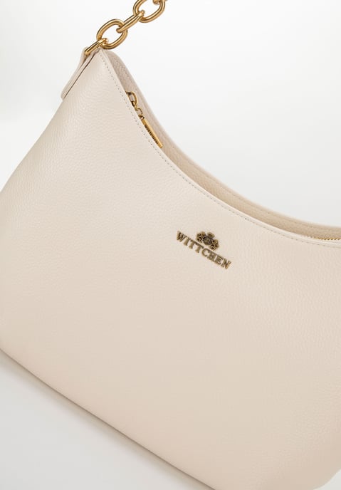 Bolso de hombro de piel para mujer Wittchen con cadena, color crema - Image 5