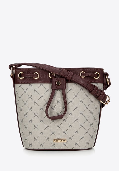 Bolso de mano Wittchen para mujer en ecopiel con monograma en gris y burdeos - Image 1