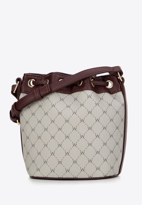 Bolso de mano Wittchen para mujer en ecopiel con monograma en gris y burdeos - Image 2