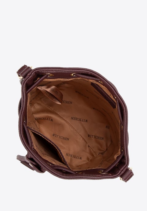 Bolso de mano Wittchen para mujer en ecopiel con monograma en gris y burdeos - Image 3