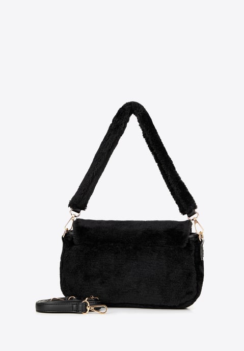 Bolso bandolera Wittchen para mujer con ribete de piel, poliéster negro - Image 1