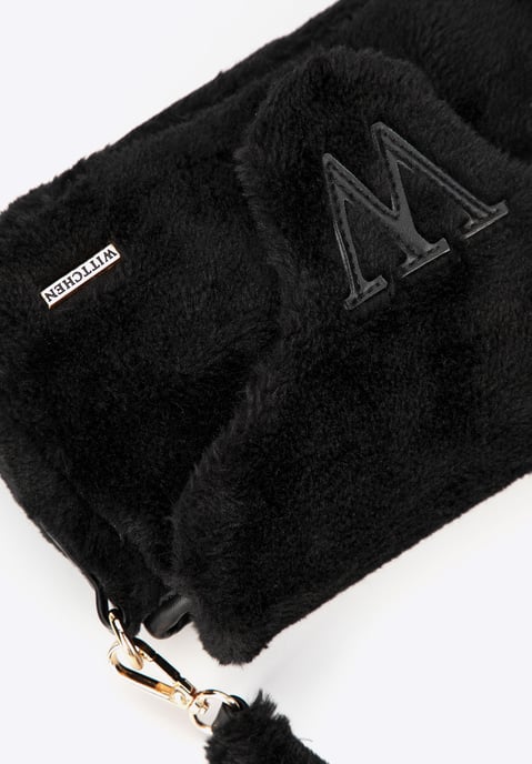 Bolso bandolera Wittchen para mujer con ribete de piel, poliéster negro - Image 3