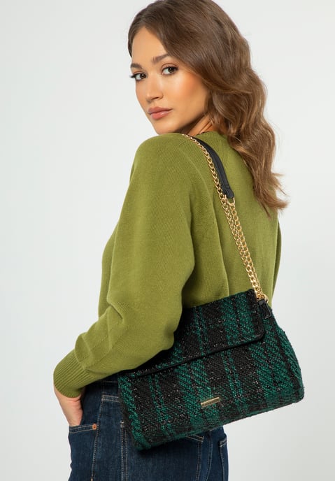 Bolso bandolera bouclé para mujer de Wittchen en poliéster negro y verde - Image 5