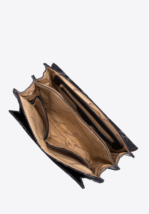 Bolso bandolera vaquero para mujer Wittchen con monograma de algodón negro - Image 4
