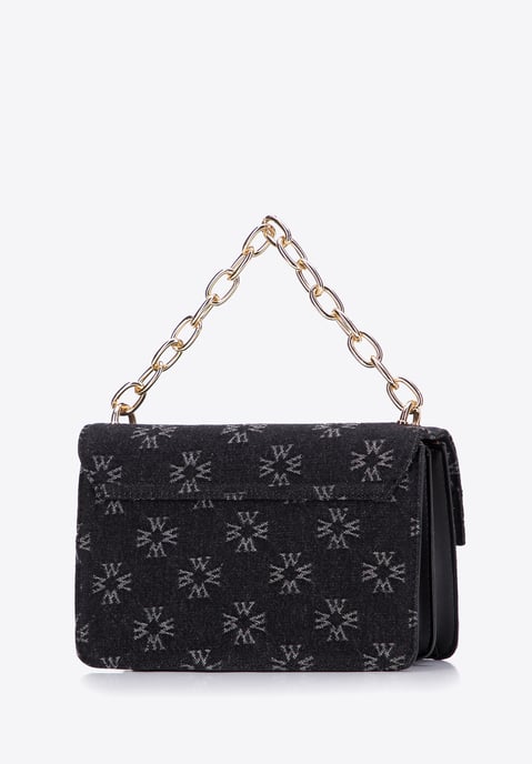 Bolso bandolera vaquero para mujer Wittchen con monograma, vestido negro corto - Image 1