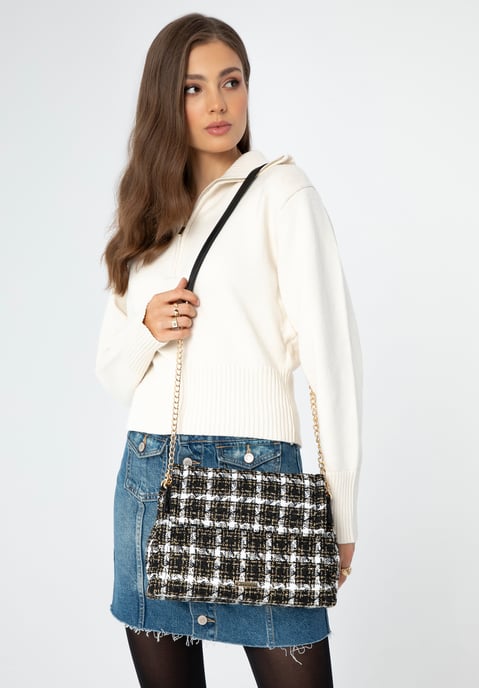 Bolso bandolera bouclé para mujer de Wittchen en poliéster blanco y negro - Image 5