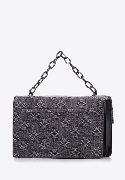 Bolso bandolera vaquero para mujer Wittchen con monograma de algodón gris - Image 1