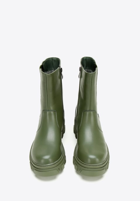 Botas de plataforma de cuero para mujer Wittchen, cuero natural verde - Image 2