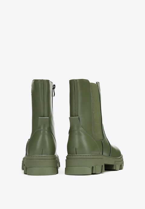 Botas de plataforma de cuero para mujer Wittchen, cuero natural verde - Image 3