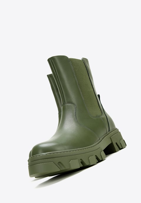 Botas de plataforma de cuero para mujer Wittchen, cuero natural verde - Image 5