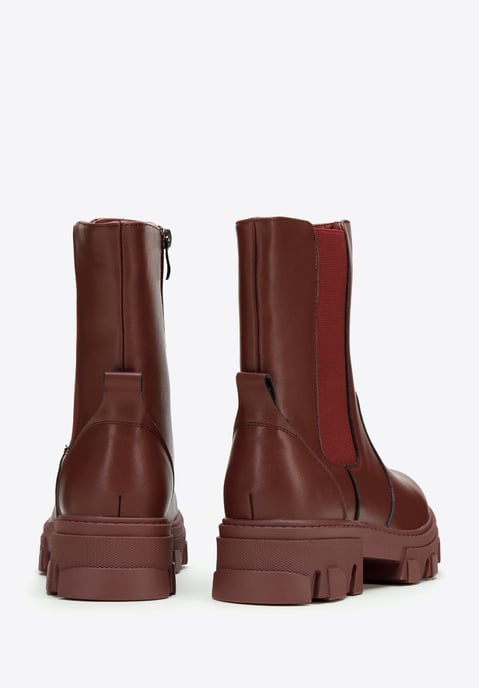 Botas Chelsea de plataforma de cuero para mujer Wittchen en color cereza y - Image 3