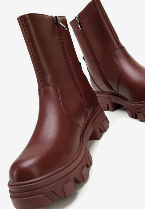 Botas Chelsea de plataforma de cuero para mujer Wittchen en color cereza y - Image 5